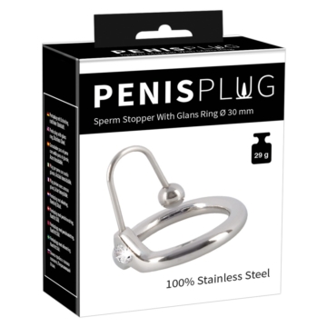 / Penisplug - csillogó makkgyűrű gömbös húgycsőtágítóval (ezüst)