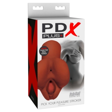 PDX Pick Your Pleasure Stroker - 2in1 élethű maszturbátor (barna)