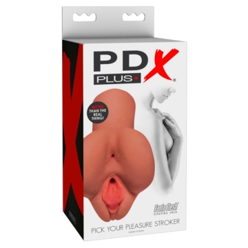 PDX Pick Your Pleasure Stroker - 2in1 élethű maszturbátor (sötét natúr)