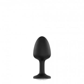 Dorcel Geisha Plug Diamond M - fehér köves anál dildó (fekete)