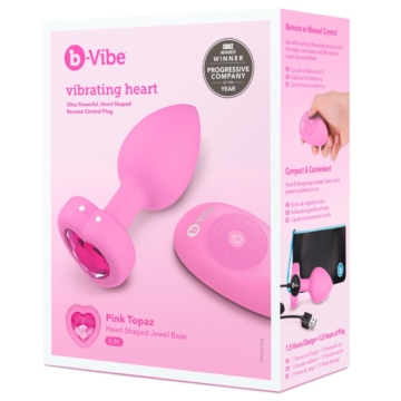 b-vibe heart - akkus, rádiós anál vibrátor (pink)