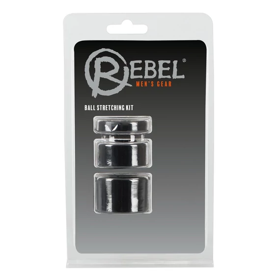 Rebel Ball - pénisz-, heregyűrű és nyújtó szett - (fekete)