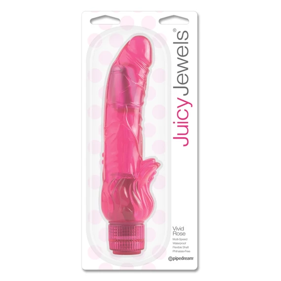 Juicy Jewels Vivid Rose - élethű, csiklóizgatós vibrátor (pink)