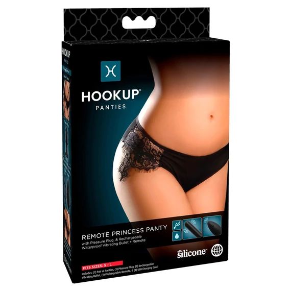 HOOKUP Princess Panty - akkus, vibrációs bugyi szett (fekete)