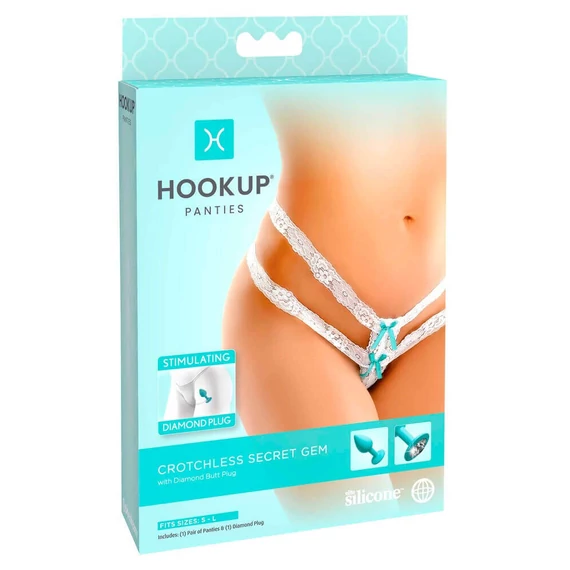 HOOKUP Diamond Plug - csipke alsó anál dildóval (fehér-türkiz)