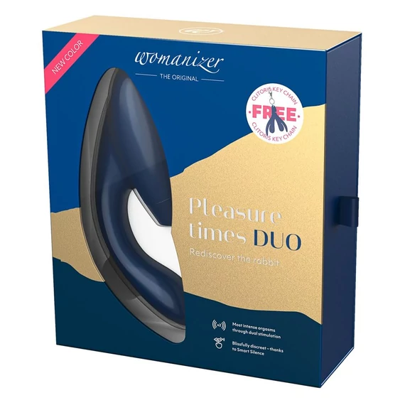 Womanizer Duo - vízálló G-pont vibrátor és csiklóizgató egyben (kék)