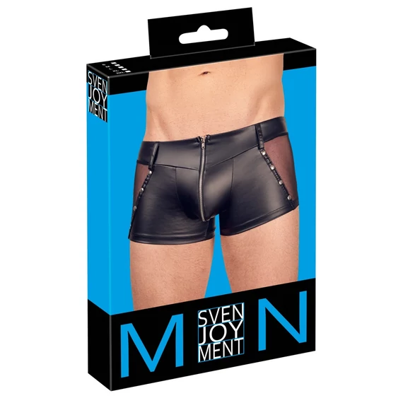 Svenjoyment - áttetsző oldalbetétes, cipzáros boxer (fekete)