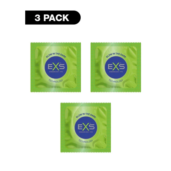EXS Glow - vegán világító óvszer (3 db)