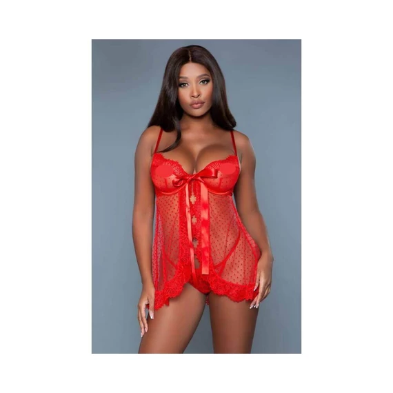 Be Wicked Emma - pöttyös babydoll (piros)