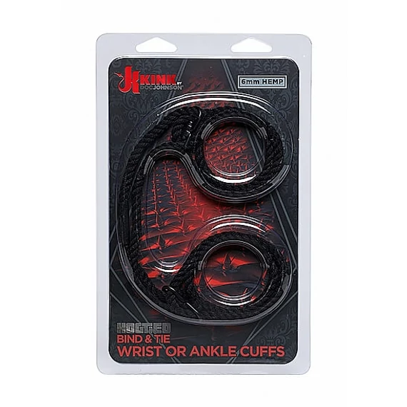 Doc Johnson Hogtied - kender csukló- vagy bokamandzsetta - 6 mm (fekete)
