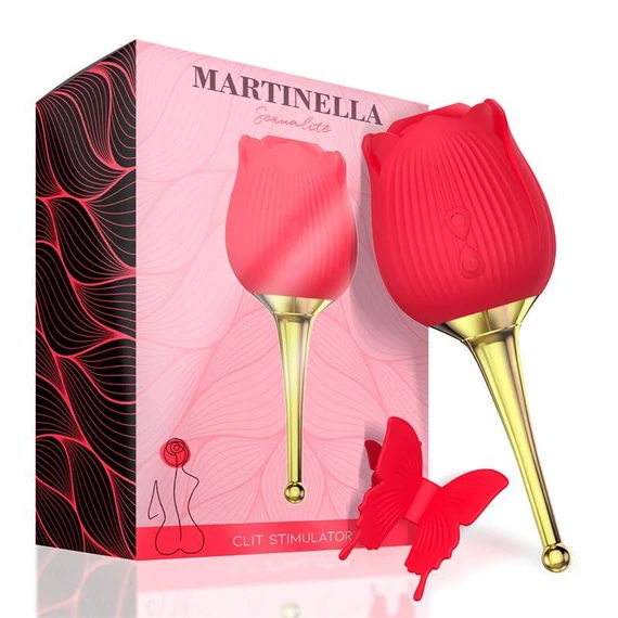 MARTINELLA Rose - akkus, nyelves 2in1 csiklóvibrátor (piros)