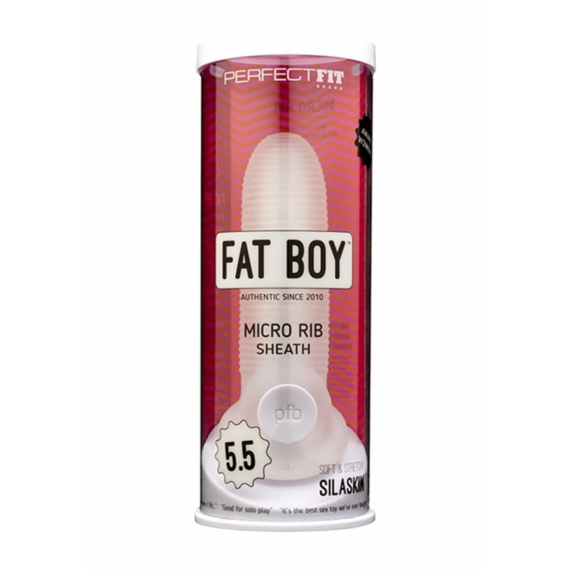 Fat Boy Micro Ribbed - péniszköpeny (15cm) - tejfehér