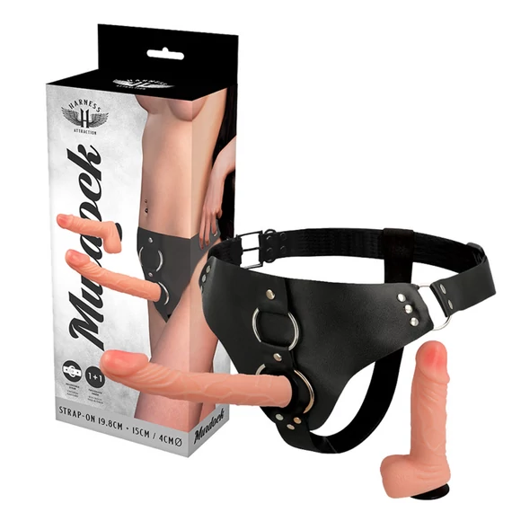 HARNESS ATTRACTION – prémium vibrátor 19,8 + 15 cm - O - 4 cm