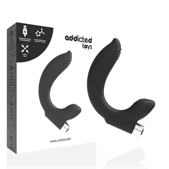 ADDICTED TOYS – újratölthető prosztata vibrátor, fekete