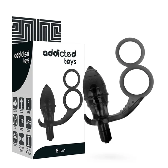ADDICTED TOYS – dupla fekete gyűrűs anál dildó