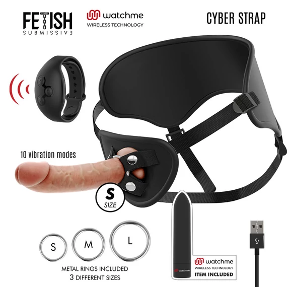 Watchme – prémium nylon kenhető heveder dildóval és távirányítóval
