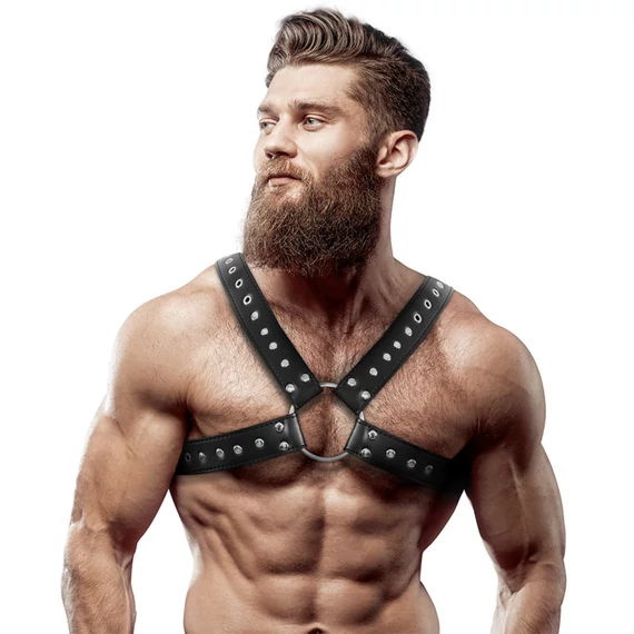 Fetish Submissive - férfi eco-bőr mellheveder szegecsekkel