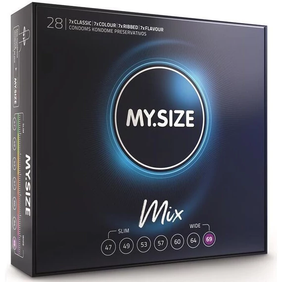 MY SIZE – 69 mm prémium vegyes óvszer 28 db-os kiszerelésben