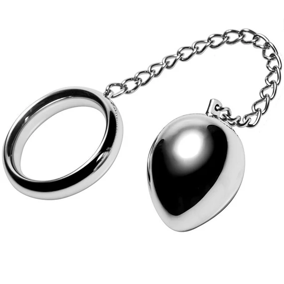 METAL HARD – 45mm fém péniszgyűrű lánccal és fém golyóval