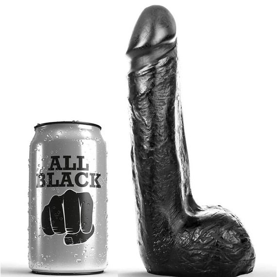 ALL BLACK – puha fekete realisztikus dildó 20 cm
