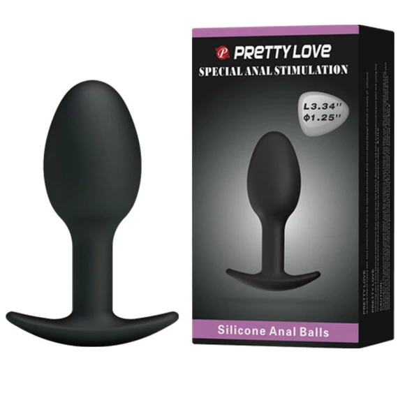 Pretty Love – szilikon anális dugó, 6,5 cm, fekete