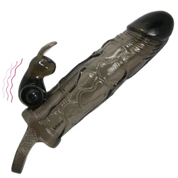 BAILE Brave Man – nyúl formájú péniszköpeny fekete 16,5 cm
