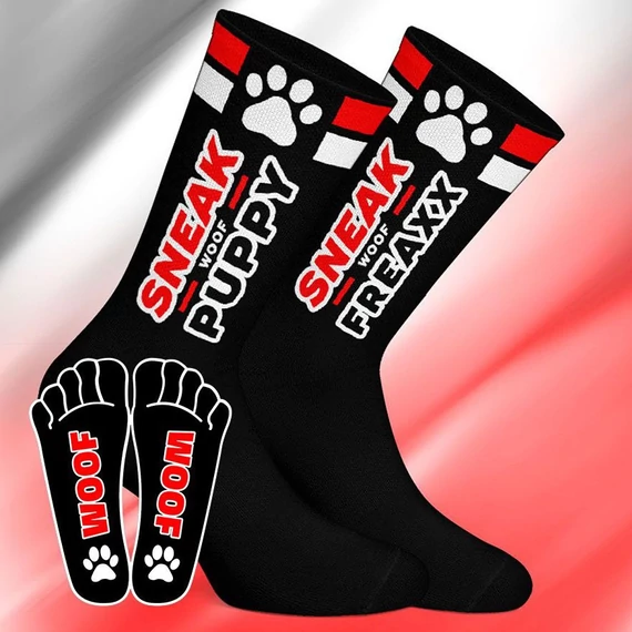 SNEAK PUPPY – fekete-piros sportszokni