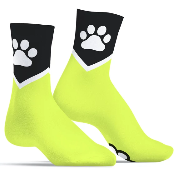 Paw Kinky Puppy – élénk sárga fluo zokni kényeztetéshez