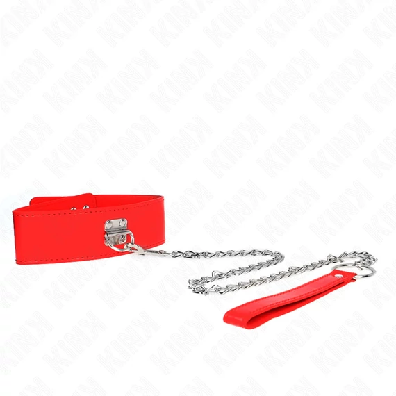 KINK - állítható nyaklánc széles piros pánttal (65 cm)
