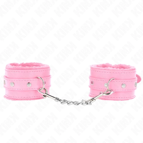 KINK – prémium bőrpántos csuklókötöző, pink színben
