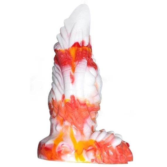 Rhegax – prémium fehér-narancs dildó 16 cm hosszú