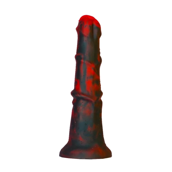 Dragon Zirg – prémium fekete-piros dildó 22 cm hosszú