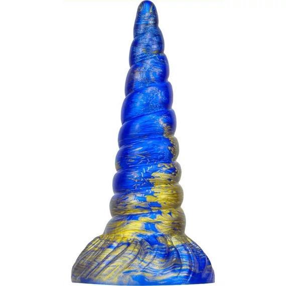 Unix – prémium dildó, 17 x 5,3 cm, kék-arany színben