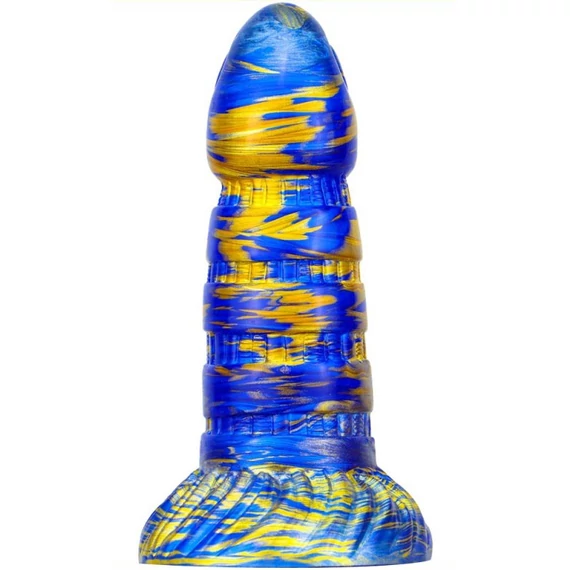 Torff Dildo - prémium kék-arany színű szilikon játék 16cm