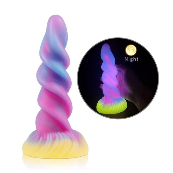 Unicorn Spiral – világító, spirális vibráló dildó 17 cm