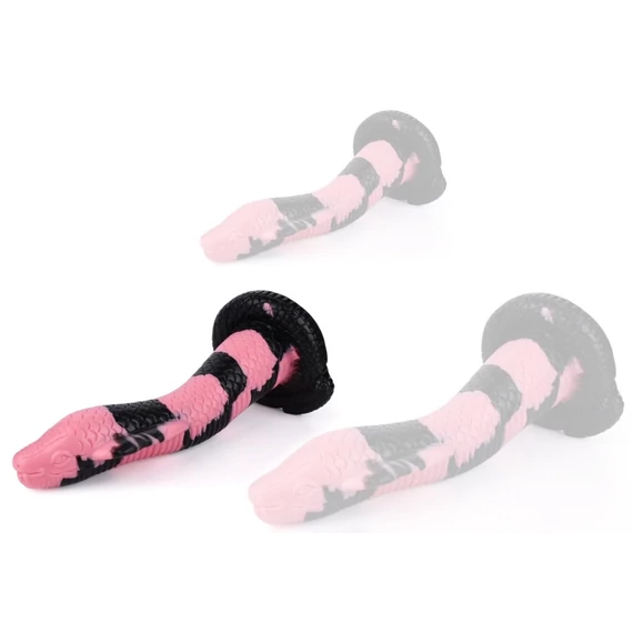 Cobra Snake M – prémium dildó fekete-rózsaszín 22 x 6 cm