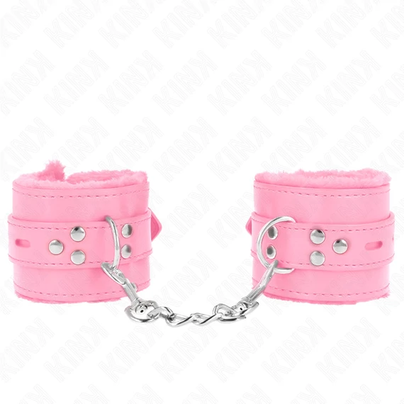 KINK – állítható, prémium pink szőrös csuklóbilincsek