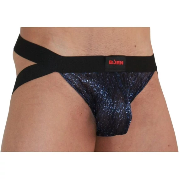 BURN - fényes kék-fekete jockstrap 006 размера M