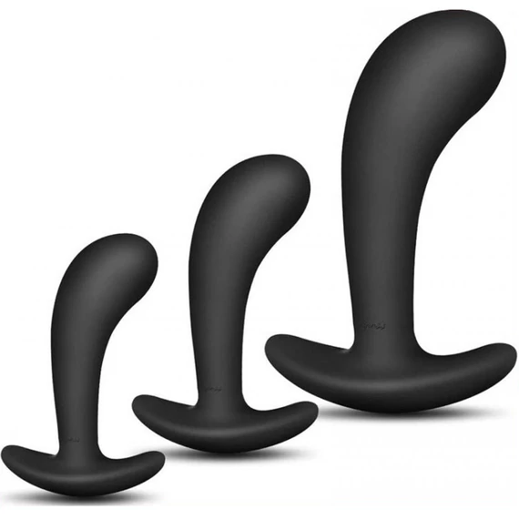 Készlet 3 db mini szilikon anál dugó – 11 x 3,5 cm, fekete