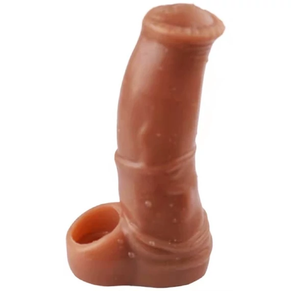 Monster Jump – prémium péniszujjazó, 15 x 4,5 cm barna
