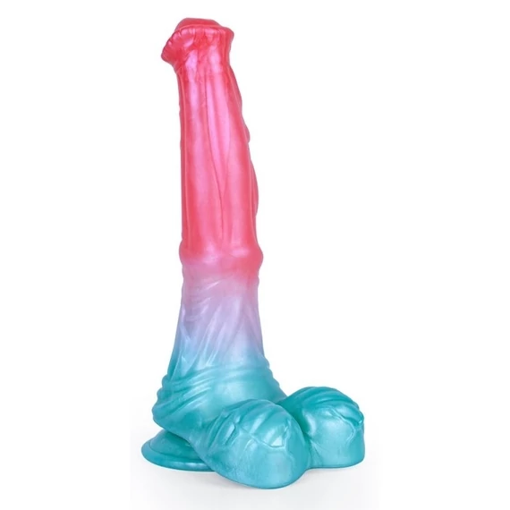 Alien Beast Cyan Rainbow – prémium dildó érintőszorítóval