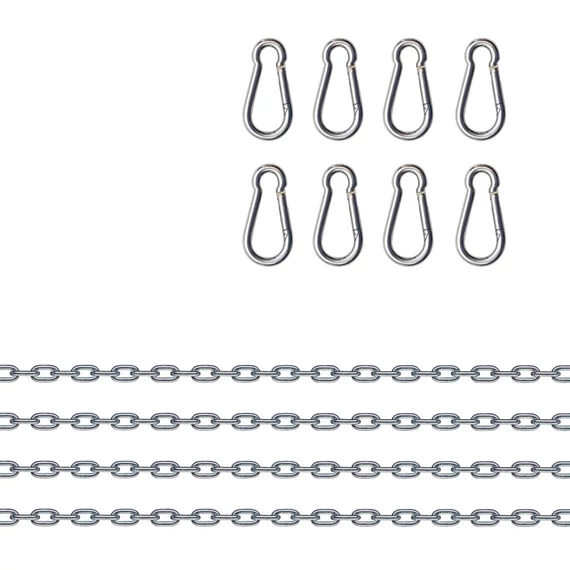 4 lánc és 8 fém karabiner szett