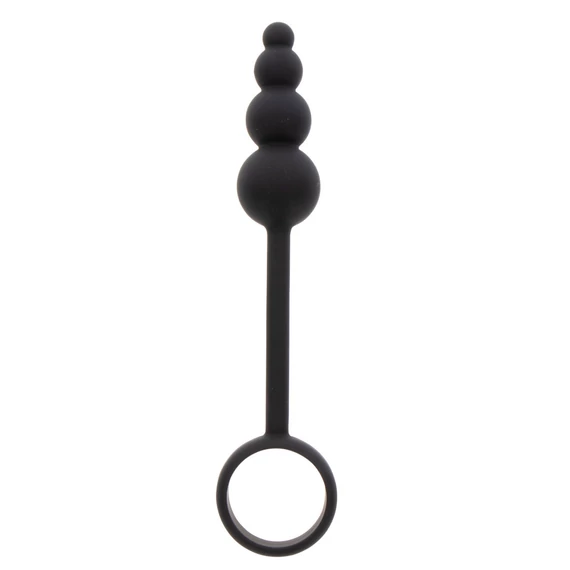 Anal gyöngyös péniszgyűrű – 8,5 x 3,5 cm, fekete
