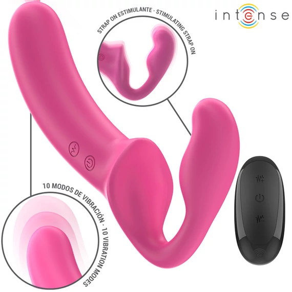 INTENSE - Amy dupla vibrátor távirányítóval, 20 cm rózsaszín
