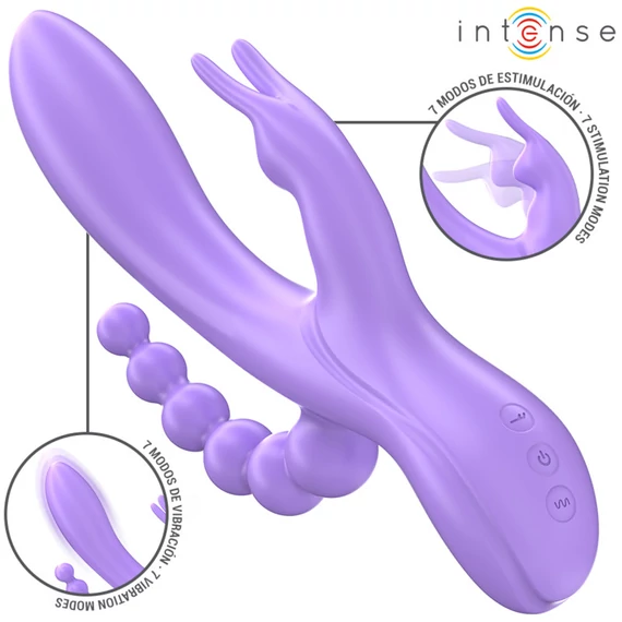 INTENSE – Miko tripla vibrátor: nyúl- és análizgató, 7 rezgéssel