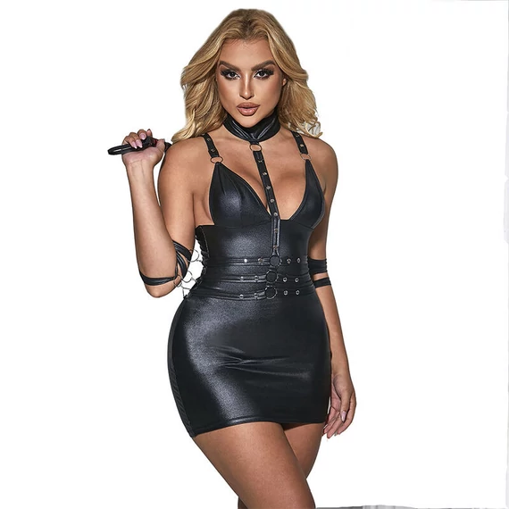 SUBBLIME – fekete bőr bondage test játék L/XL