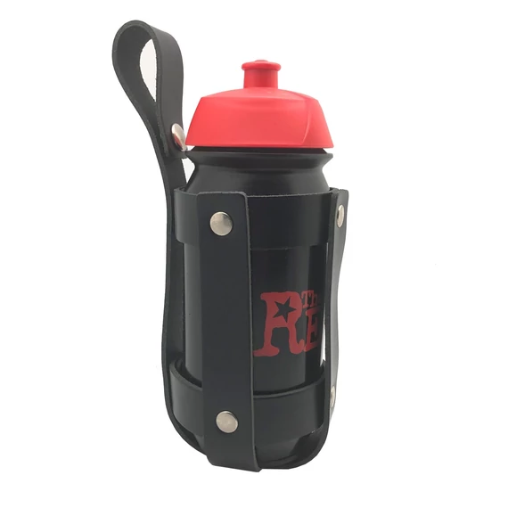 Bőr palacktartó – elegáns fekete/vörös 500ml-es palackhoz