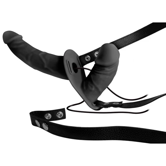 Vibráló dupla dildó öv – érzéki élvezet, 17 cm hosszú