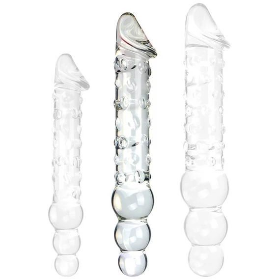 Üveg Dildó Threeball M – prémium ingerlés 28 x 4,5 cm
