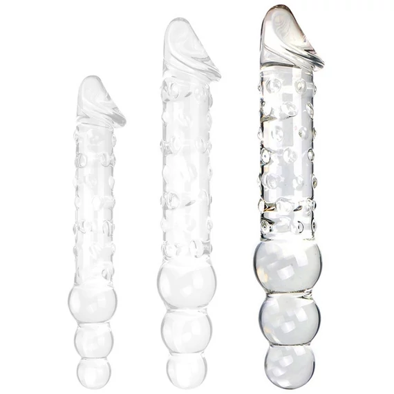 Üveg Dildó Threeball L – érzéki, prémium ingerlés 29 cm hosszú